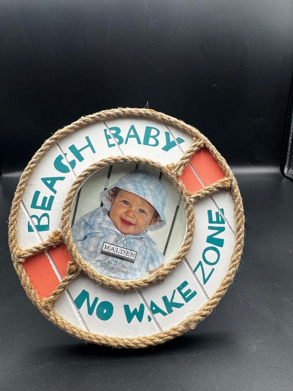 Malden International Designs Beach Baby No Wake Zone 4x4 Photo Frame